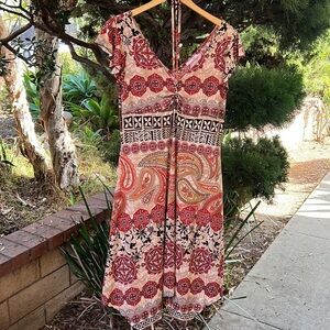 Vol 1 vintage 80s 100% polyester shark bite lettuce hem flirty sleeves L/XL‎